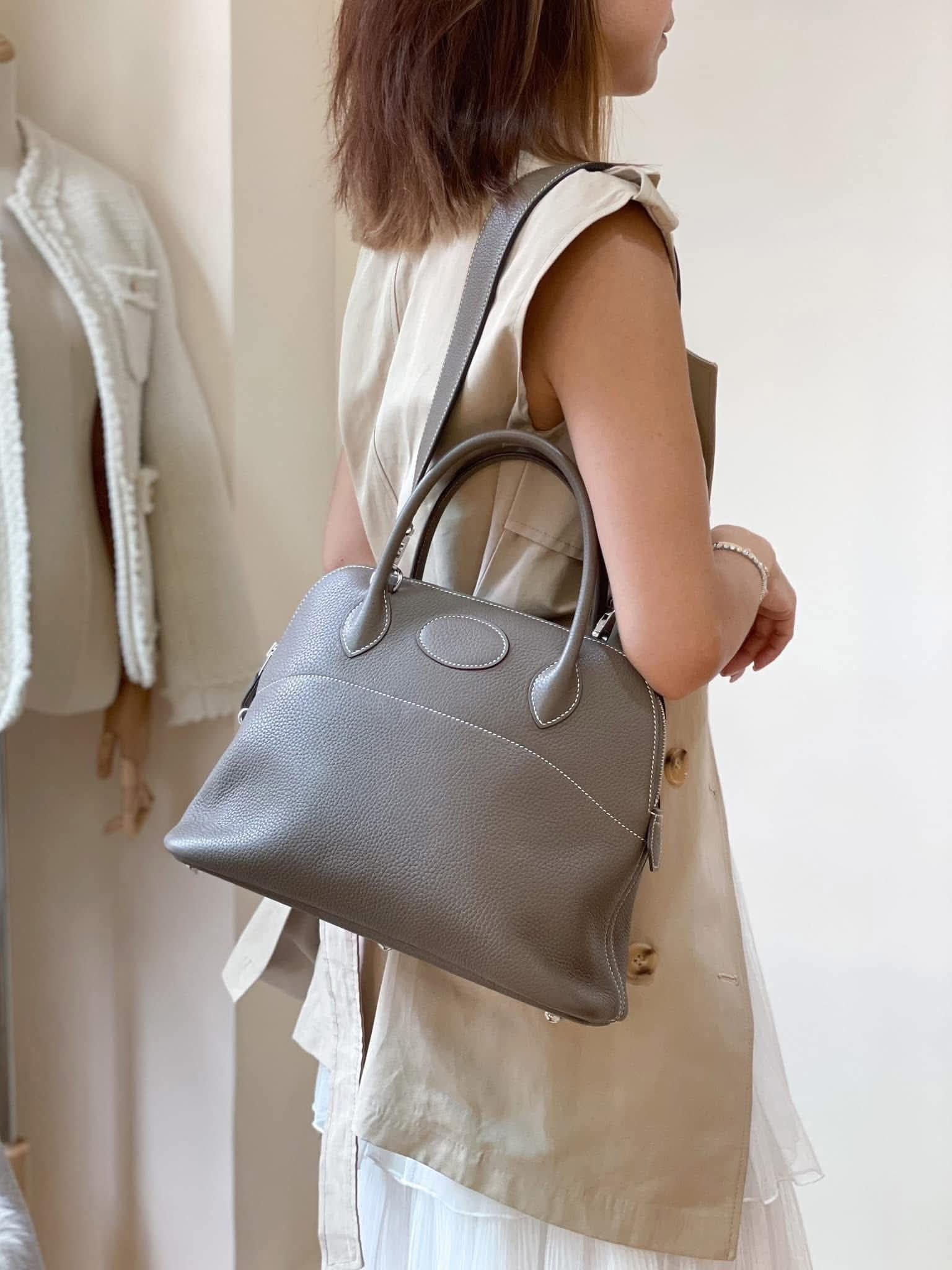 Preloved Hermès Bolide 31 Clemence Leather  Etoupe PHW HK$3x,xxx (HK$2,000 即時落訂)