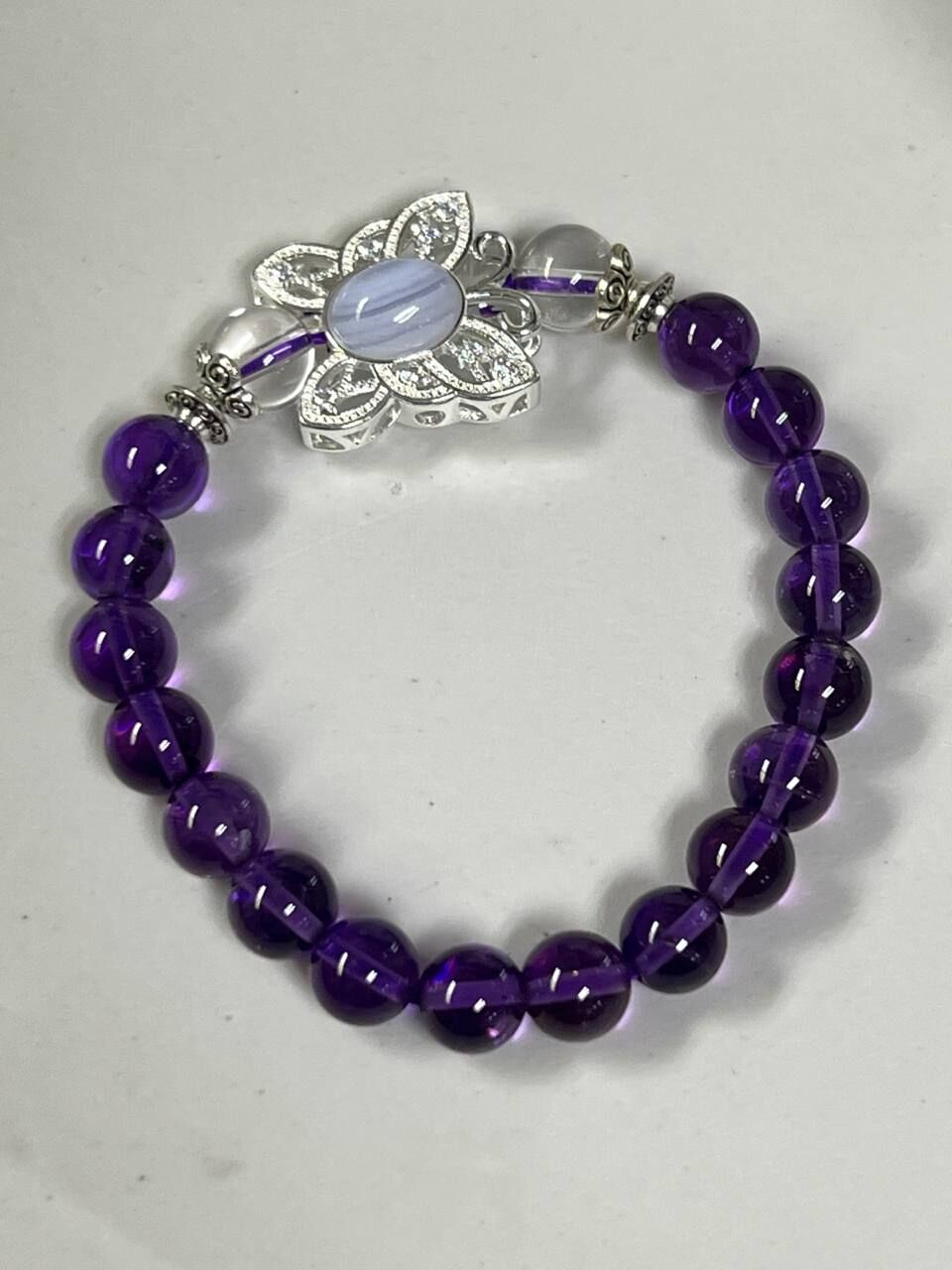 [S] GEMZ & CO ZBA AMETHYST/CLEAR QUARTZ BRACELET WITH SILVER ACCESSORIES , Y846 (Y846)