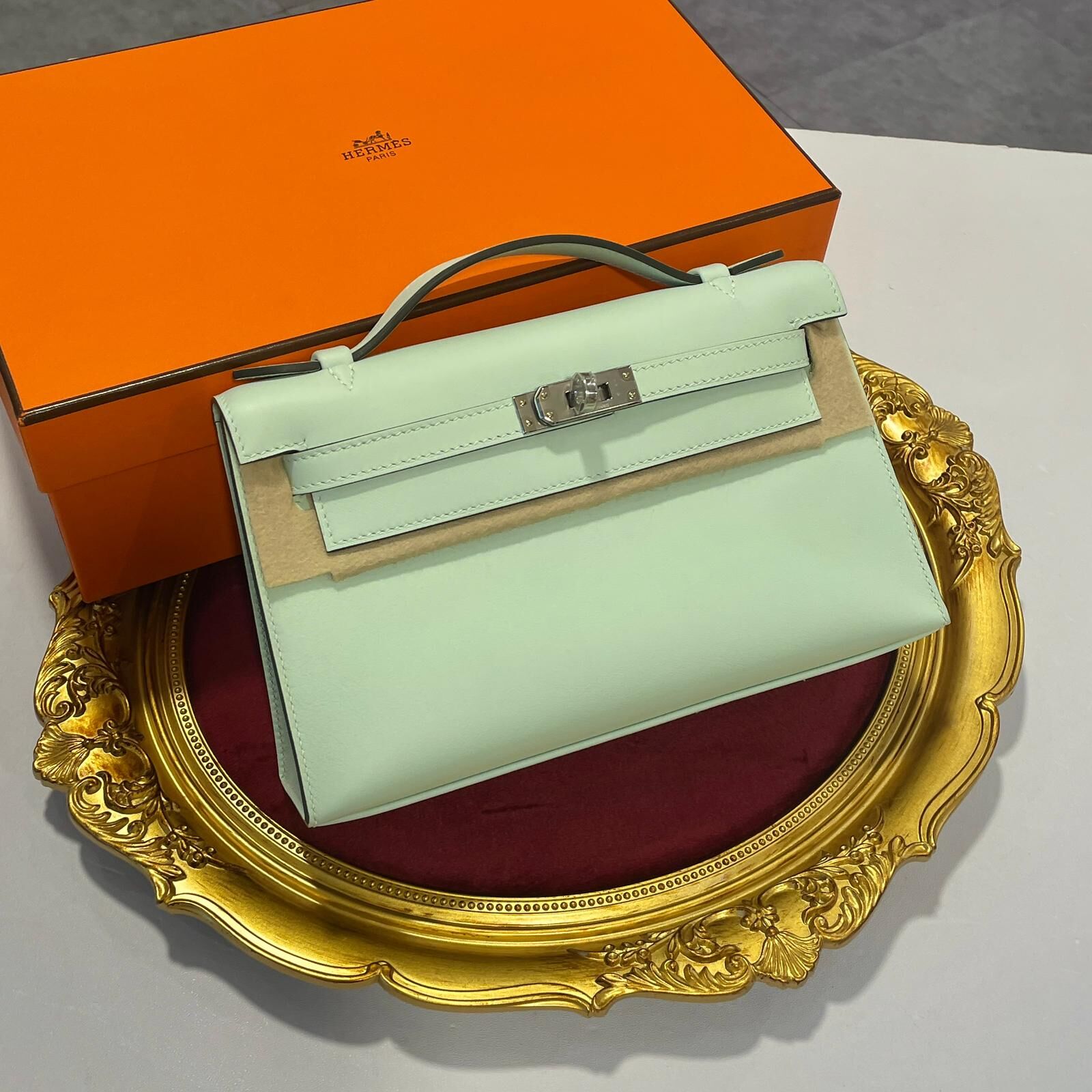 K刻❣️全新Kelly Pochette 氣泡綠銀扣 Swift皮 0S Vert Fizz PHW #Mini Kelly 一代 #兩年免費保養 #BRAND NEW #香榭站正品