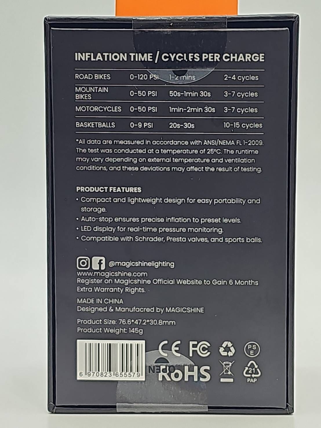 MAGICSHINE AIRRO 迷你電子打氣筒 電動打氣筒 電子打氣機 最大充氣壓力120PSI 充電時間45min