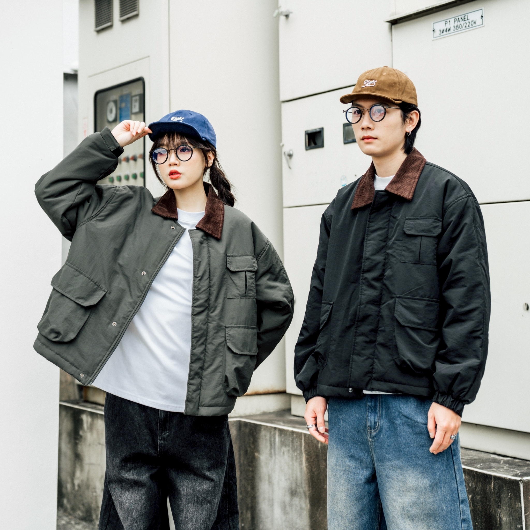 SBG 燈芯絨領底特律風格鋪棉口袋外套 SB8024