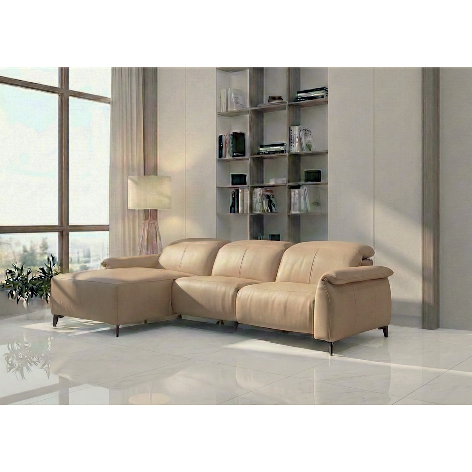 Felix  L 型電動沙發 - 奶茶褐〔SF9560A〕