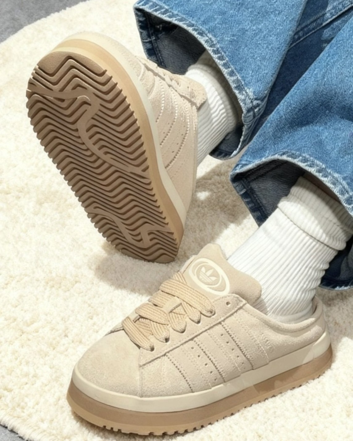【預購】ADIDAS ORIGINALS CAMPUS 00S 麵包拖鞋 米色  JR3732