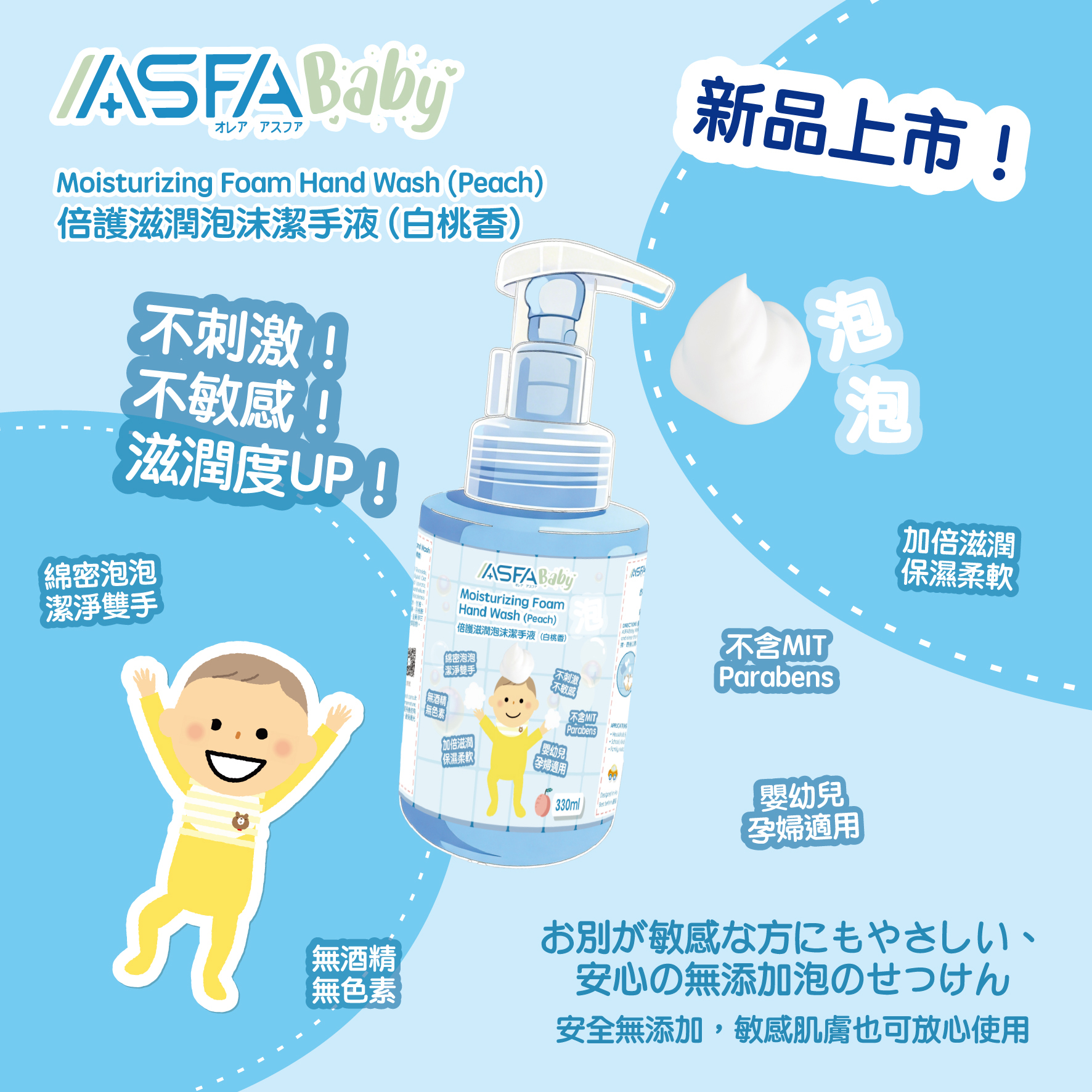 ASFABaby 倍護滋潤泡沫潔手液 (白桃香) (bbexpo)
