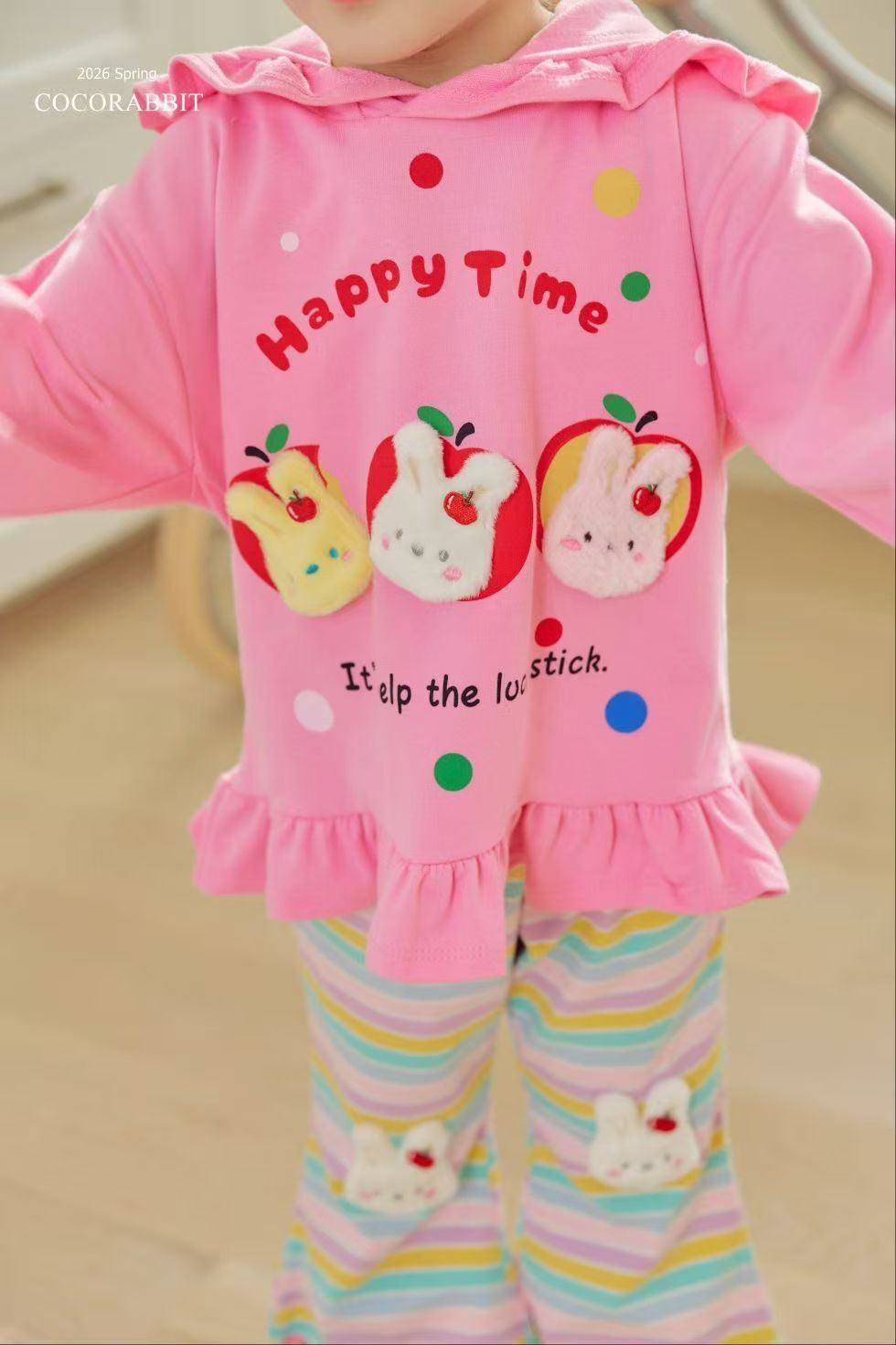 CRC02T023PK Coco Rabbit 粉色蘋果兔兔波波有帽衛衣