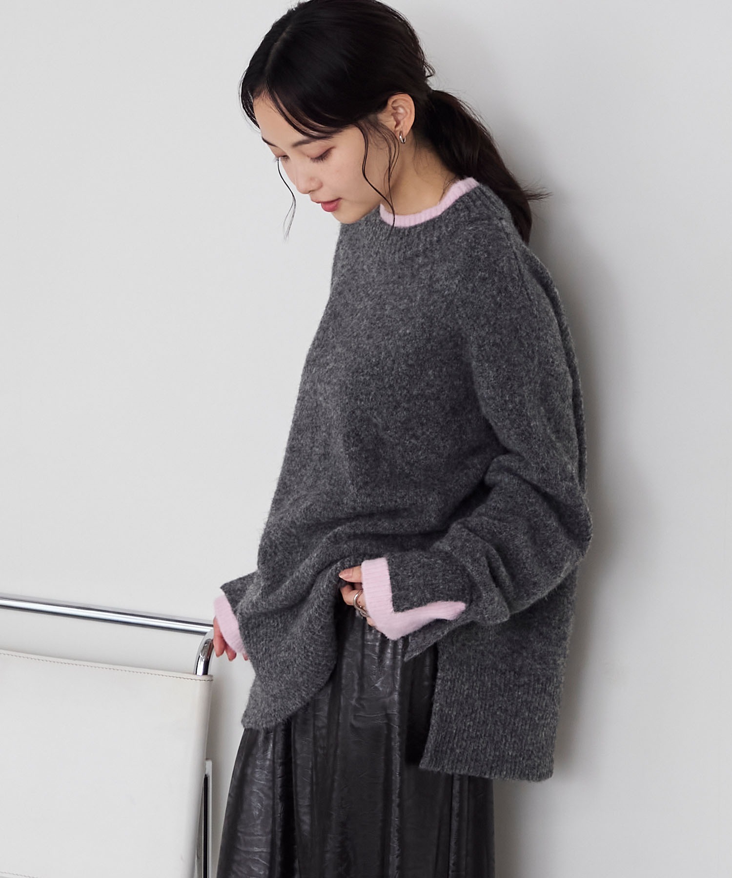 🇯🇵 FORKSY. 假兩件 疊層 高領 針織衫 針織衣 毛衣 長袖 寬鬆 / 預購