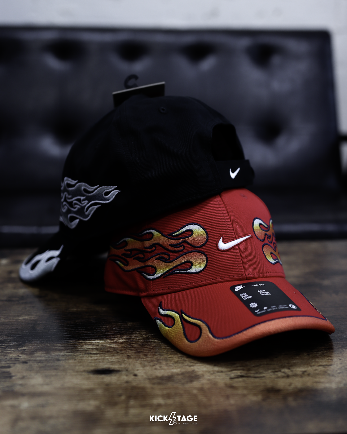 NIKE U NK CLUB CAP S OG FLAME S26 黑色 紅色 火焰 刺繡LOGO 可調式 魔鬼氈 棒球帽 老帽【IH9258】NKTF