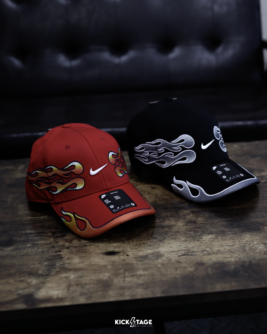 NIKE U NK CLUB CAP S OG FLAME S26 黑色 紅色 火焰 刺繡LOGO 可調式 魔鬼氈 棒球帽 老帽【IH9258】NKTF