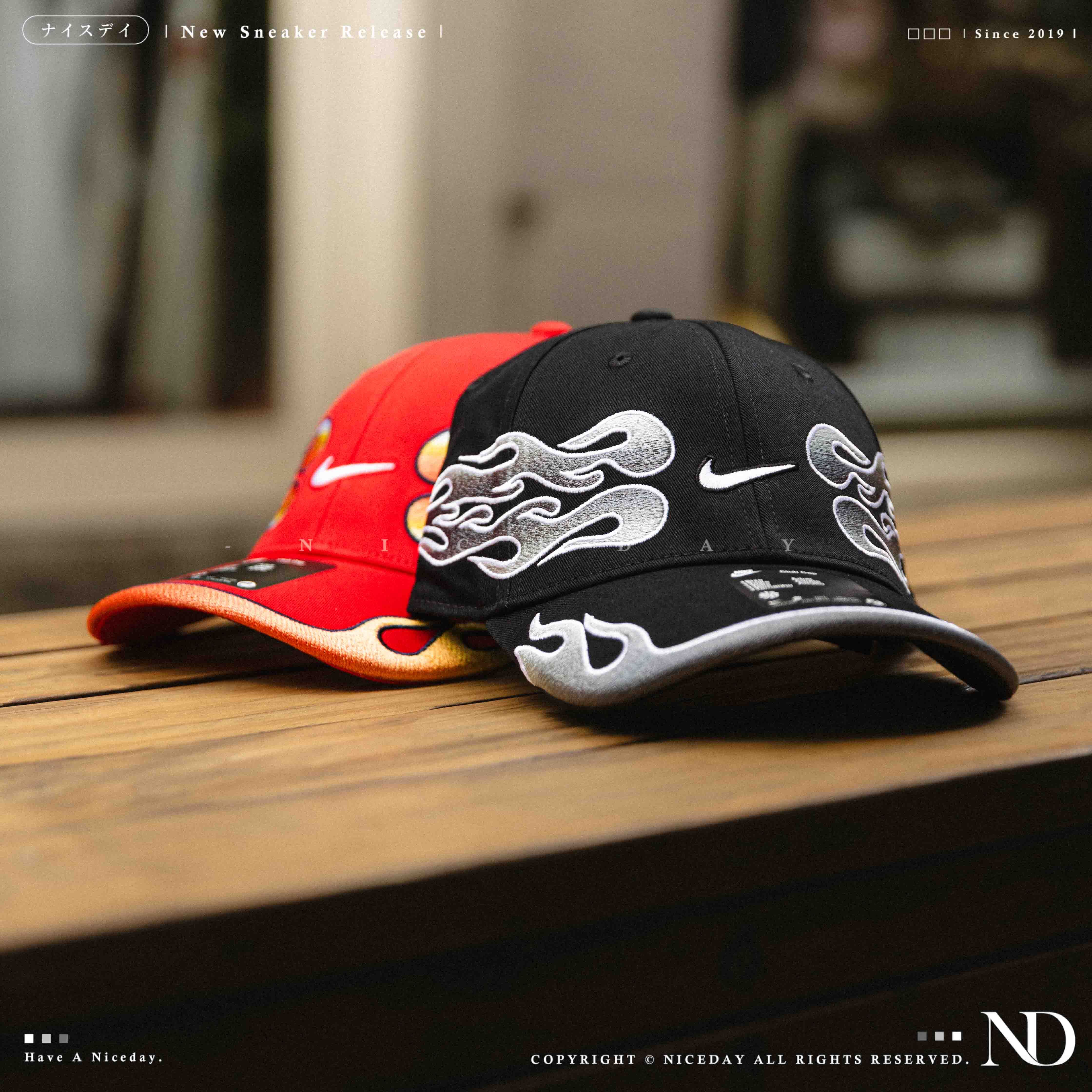 NICEDAY 現貨 Nike Club Flame Cap 火焰老帽 帽子 紅 黑 馬年 IH9258-010