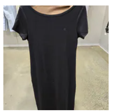 [S] CALVIN KLEIN BLACK COTTON CONTOUR RIB SHORT SLEEVE DRESS, SP47616324-47D292G001 (SCK820)