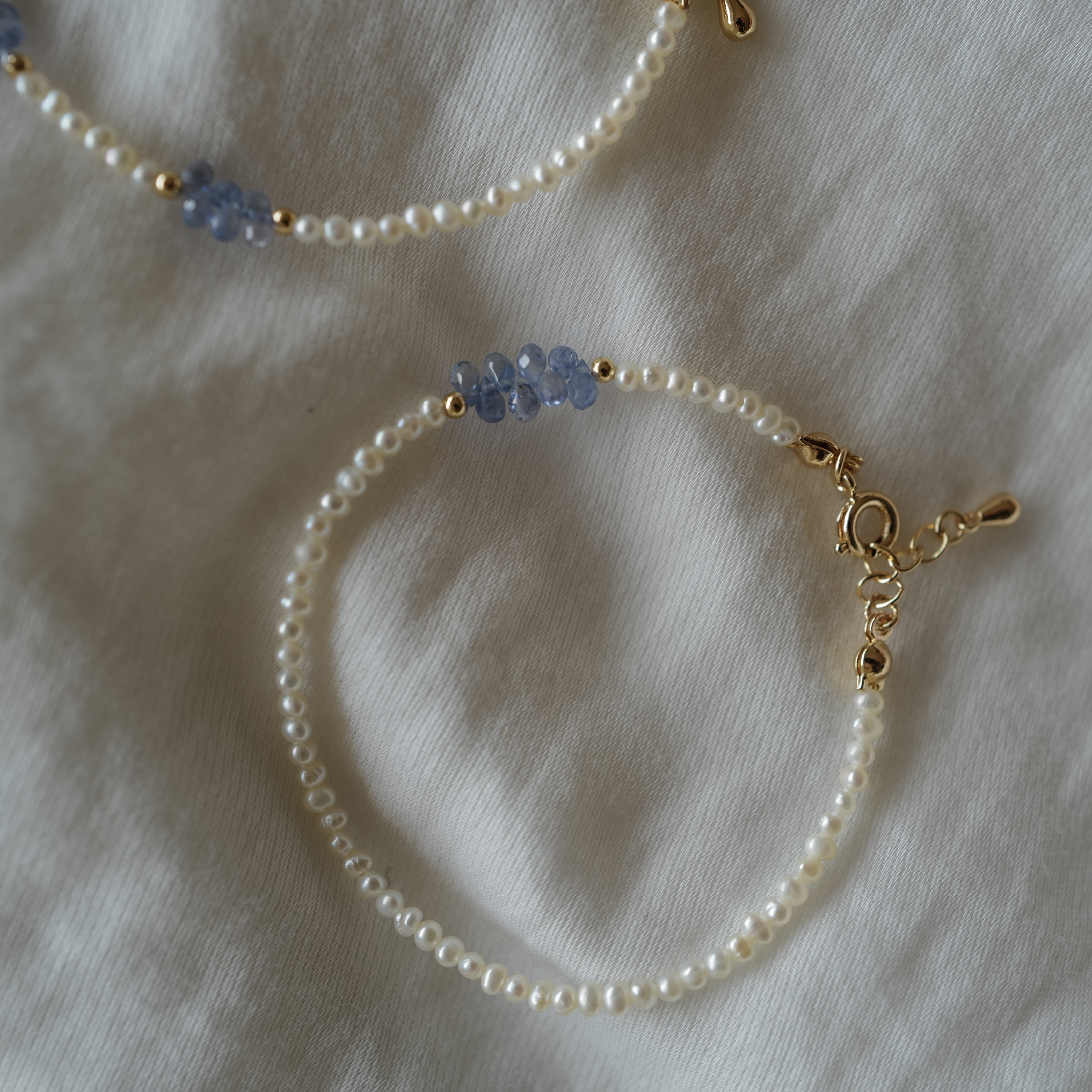 Crystal Blue Sapphire｜澄藍微光 藍寶石珍珠手鏈