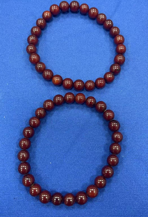 UZ039 B39 紫紅皮老蠟手串 琥珀;7-8 默認16CM手圍