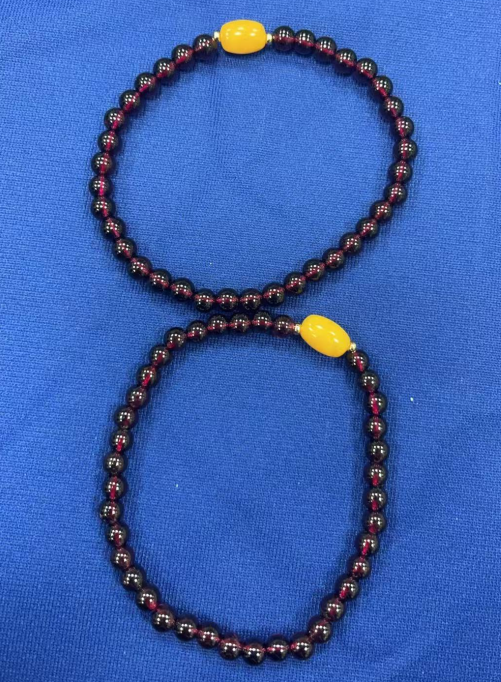 UZ042 B42 石榴石花蠟手串 石榴石：4+ 花蠟：5+ 默認16CM手圍