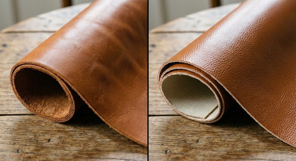 材質也很重要！真皮 vs. 合成皮 對比照片