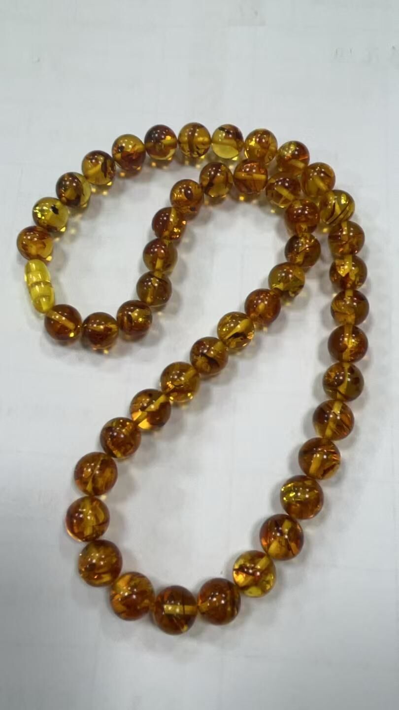 UZ065 B65 花珀圓珠媽媽鏈 蜜蠟：9-10 總長50CM