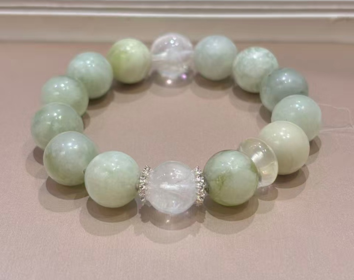 JY077-50706-GC 岫玉青提奶蓋串 (Q54)