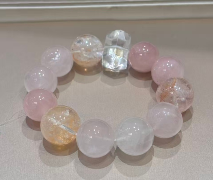 JY142-50810GC 錦鯉膠花粉水晶白水晶雙尖 (Q64)