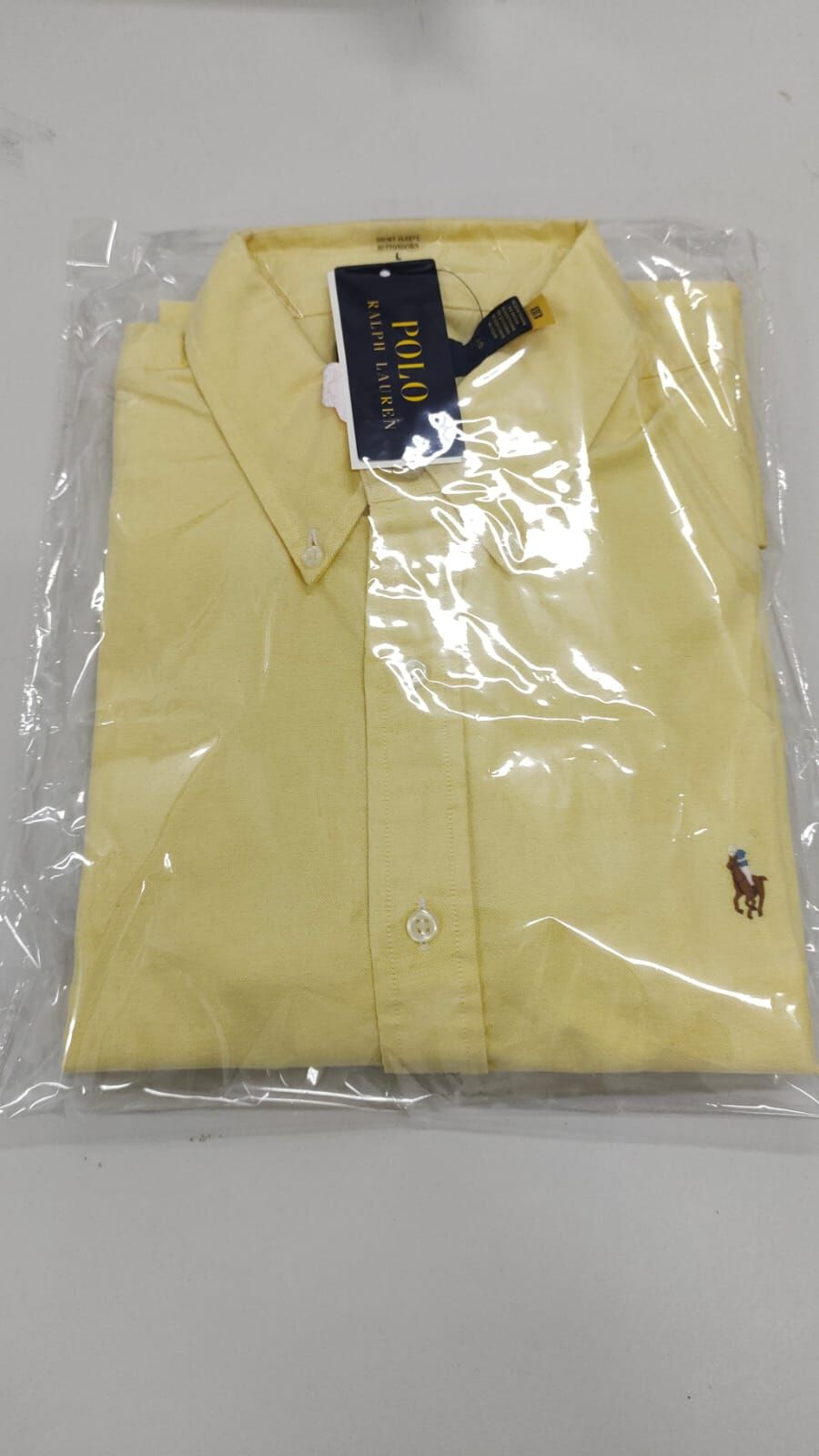 [S] PRL CLASSIC FIT PLAID OXFORD POLO T-SHIRT, 710786710021-YELLOW (SRL230)