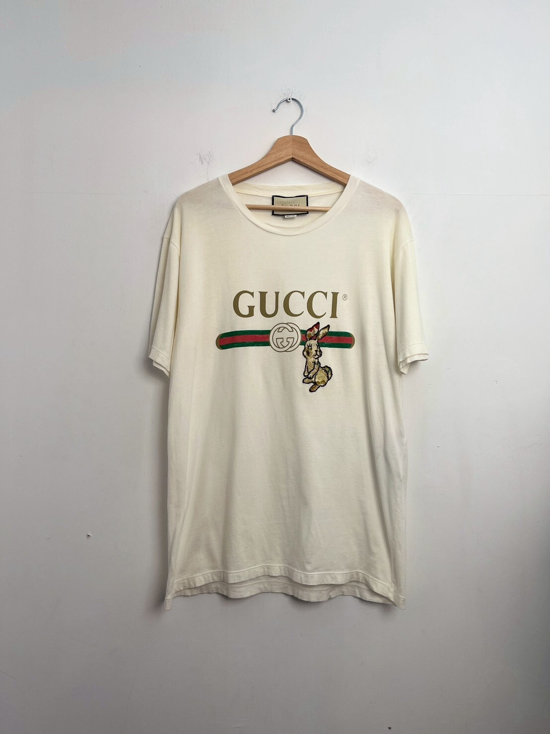 GUCCI Rabbit Embroidered Cotton T-Shirt SIZE M