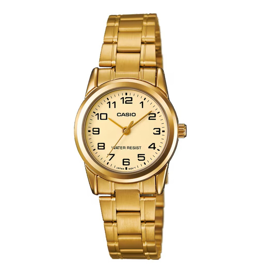 【CASIO 卡西歐】簡約時尚 都會優雅 經典剛帶 纖薄舒適 圓形 小錶徑 腕錶 手錶 LTP-V001G-9B