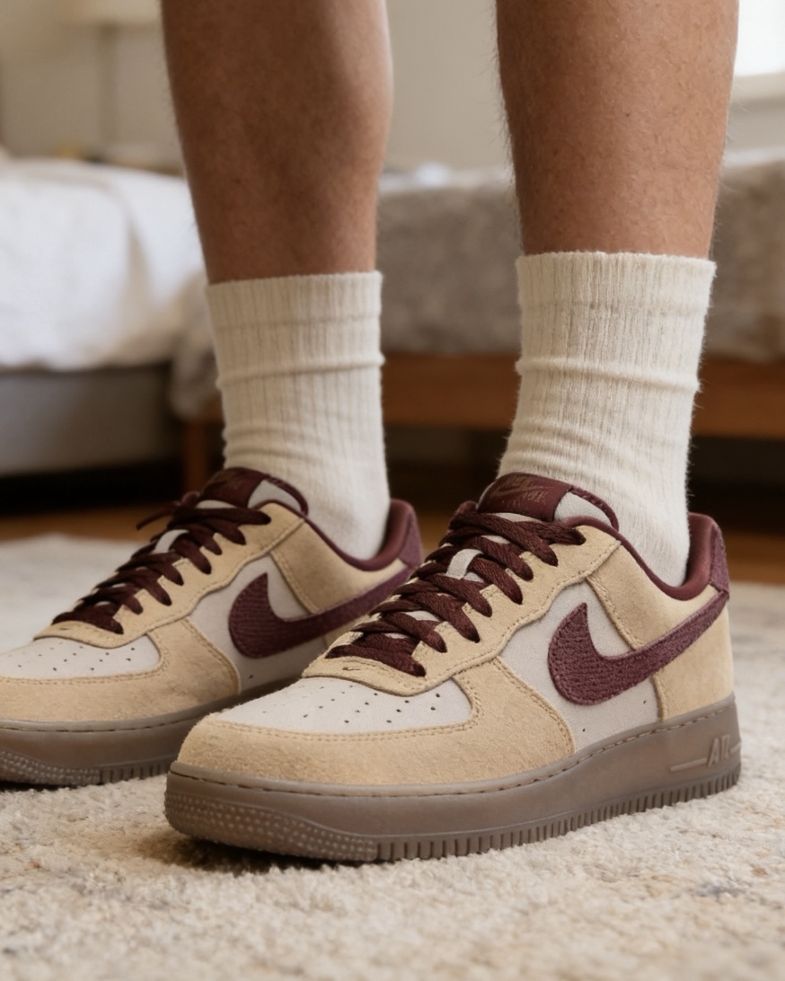 【逢甲 FUZZY】Nike Air Force 1 "Linen" 麂皮 帆布 棕紅 IQ3408-286