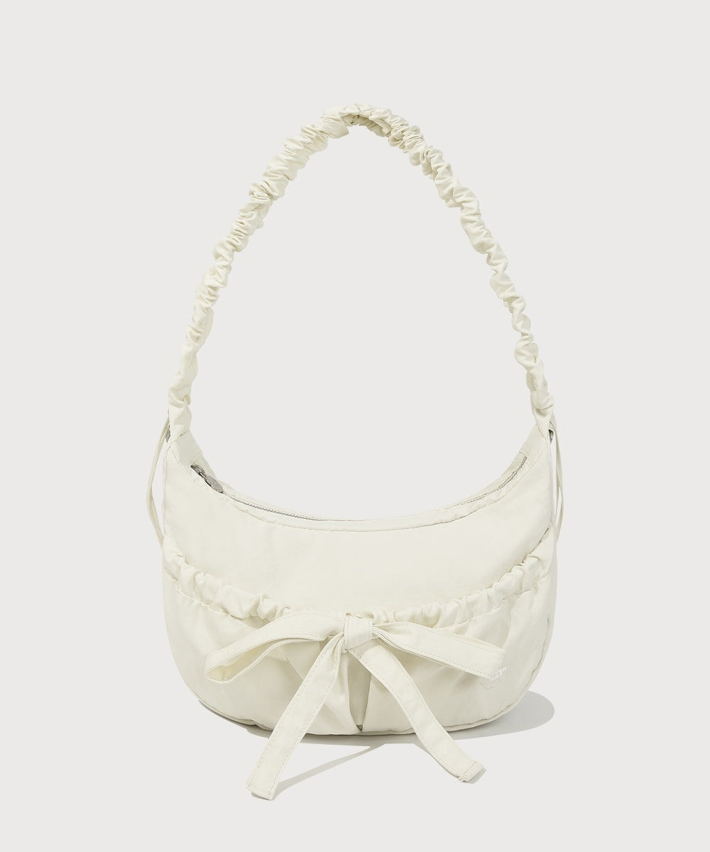 【品牌清貨SALE】 【現貨】【COVERNAT】Women's Clover Heart Shirring Medium Nylon Hobo Bag