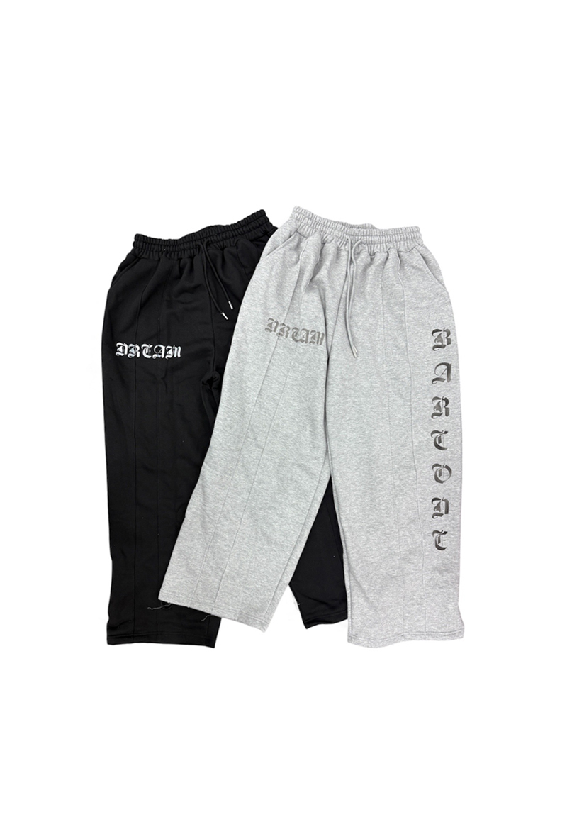 復古歌德字體側標棉褲