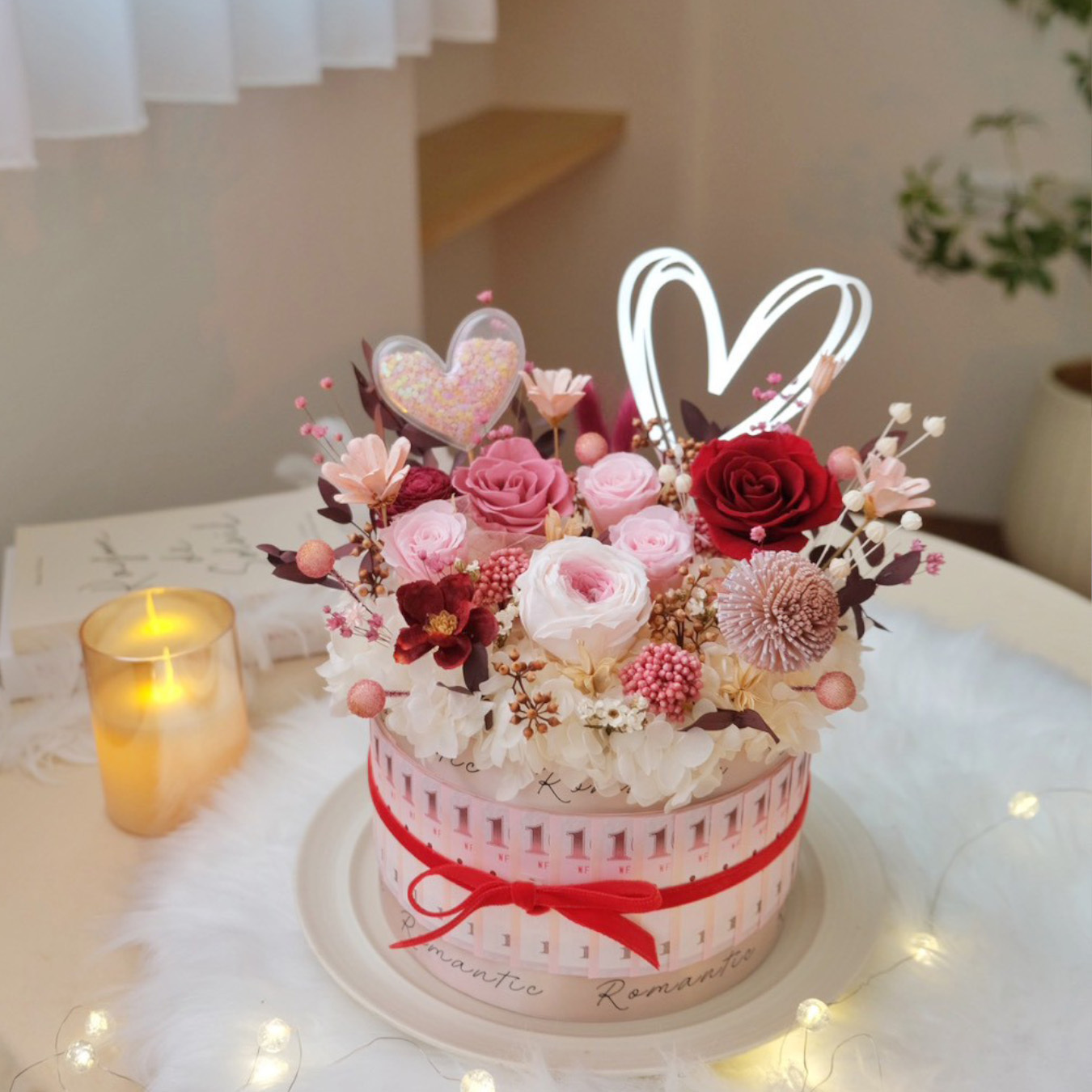 6吋紅粉色鈔票永生蛋糕花