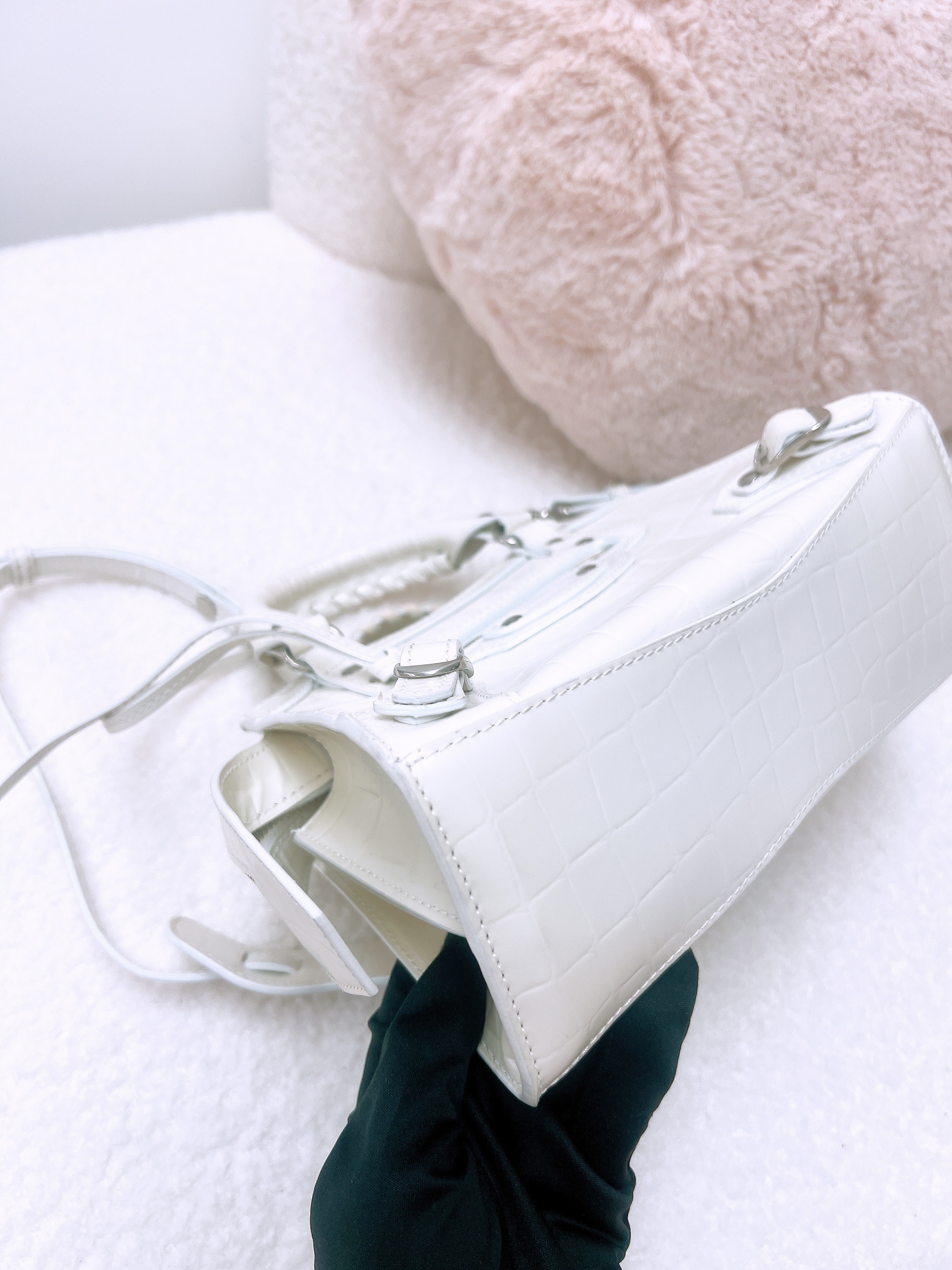 Balenciaga neo classic city mini (matte white croc pattern)