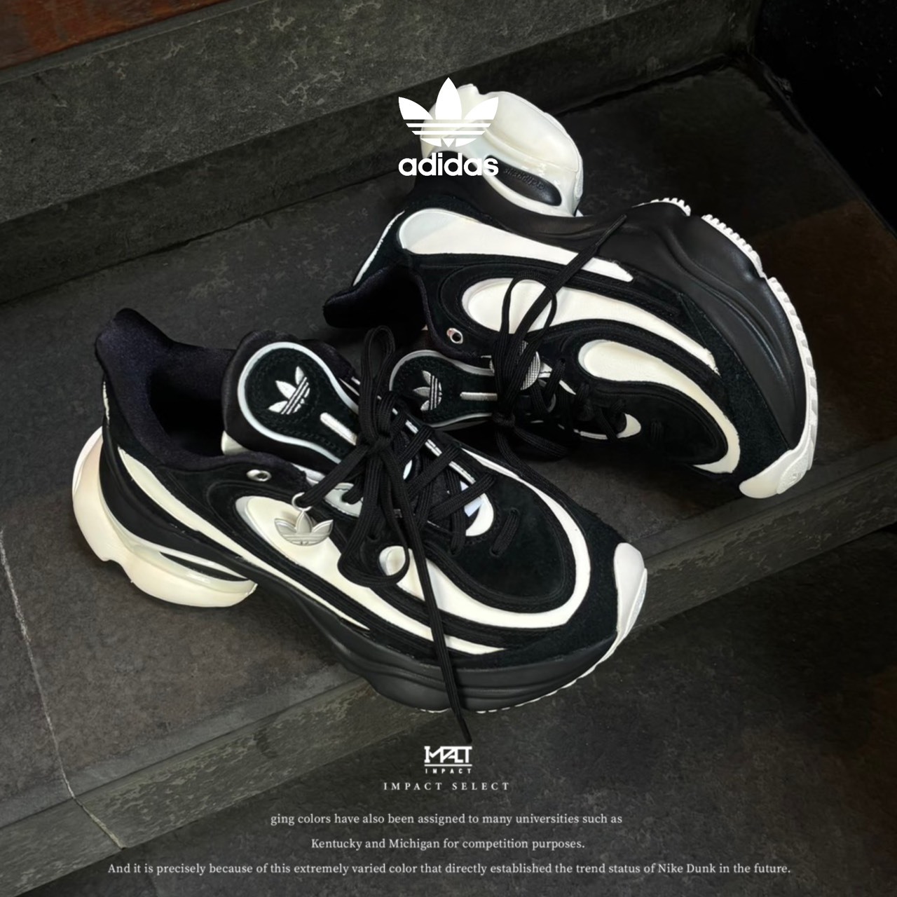 Adidas Ozvenuz 黑白熊貓 浮蝶鞋 老爹鞋 HQ2679