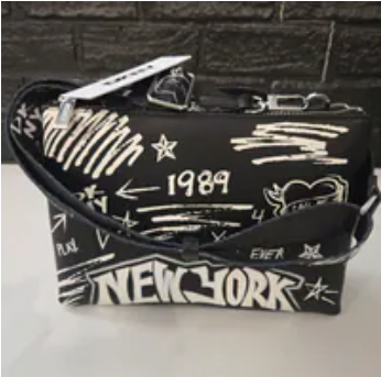 [S] DKNY BLACK/SILVER R54EIC45 CROSSBODY GRAFFITI SHOULDER BAG, 700948919944 (SD1632)