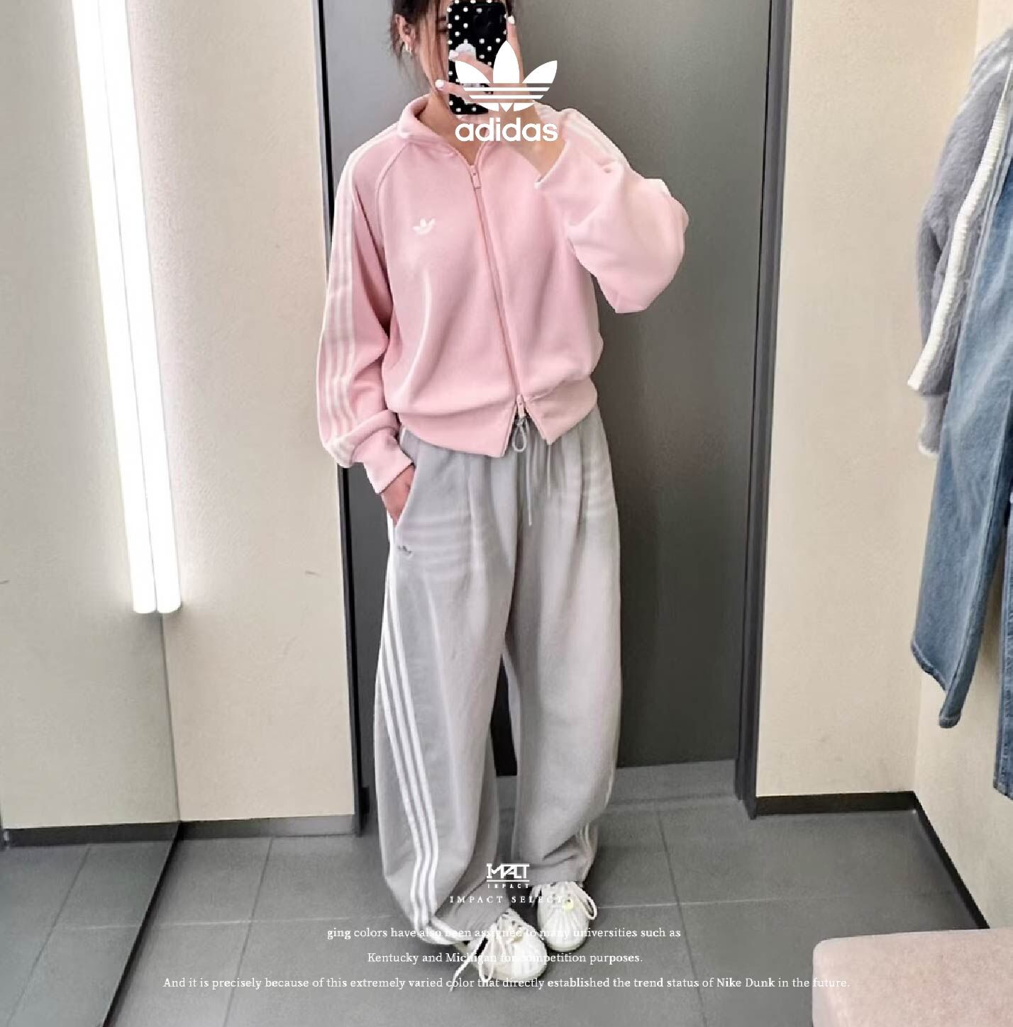 Adidas Originals KNIT BALOON 三葉草 草莓牛奶 立領 華夫格外套 雙拉鍊 粉色 KQ5489