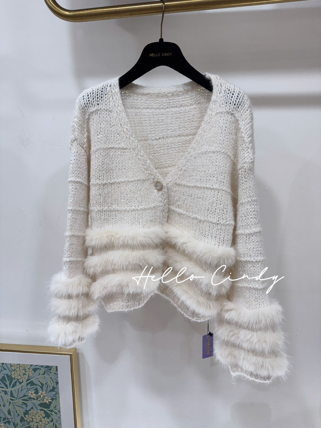 B02028 華麗感小香風亮片針織小外套