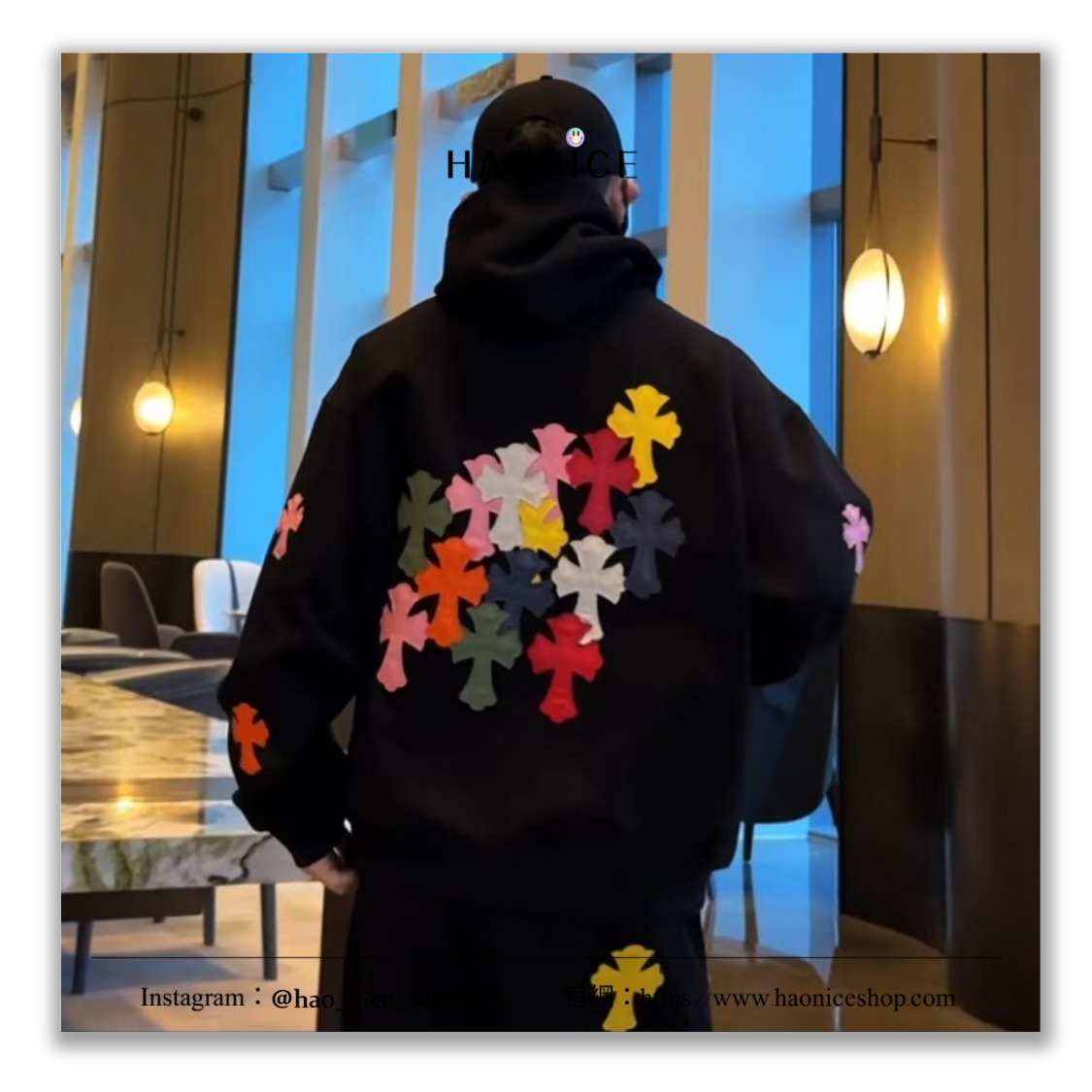 【HAO NICE】街頭感⚡️Chrome Hearts克羅心 彩色多重十字架 皮革 美式街頭 重磅連帽外套 長袖 休閒外套