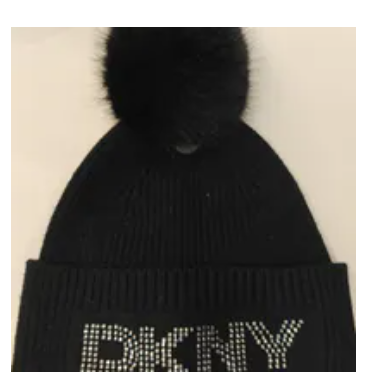 [S] DKNY BLACK D5KH1637 DKNY LOGO RHINESTONE BEANIE, 732465227516 (SD1638)