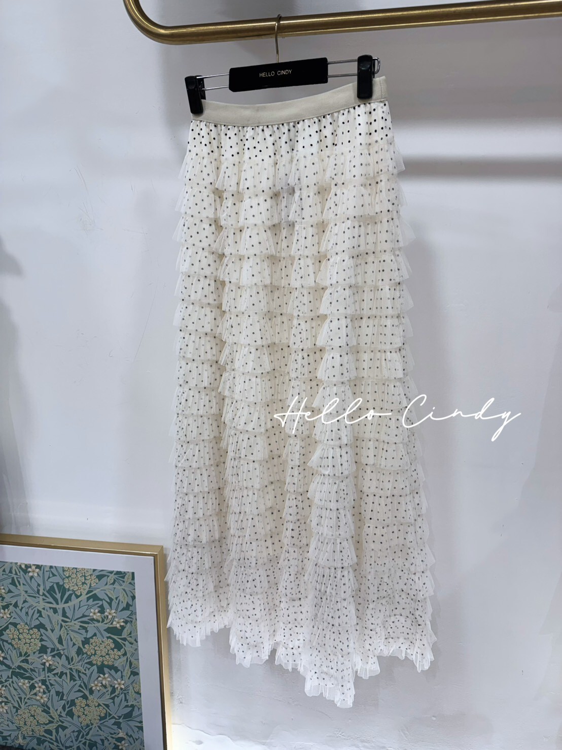 B02018 法式水玉點點白色布朗尼紗裙