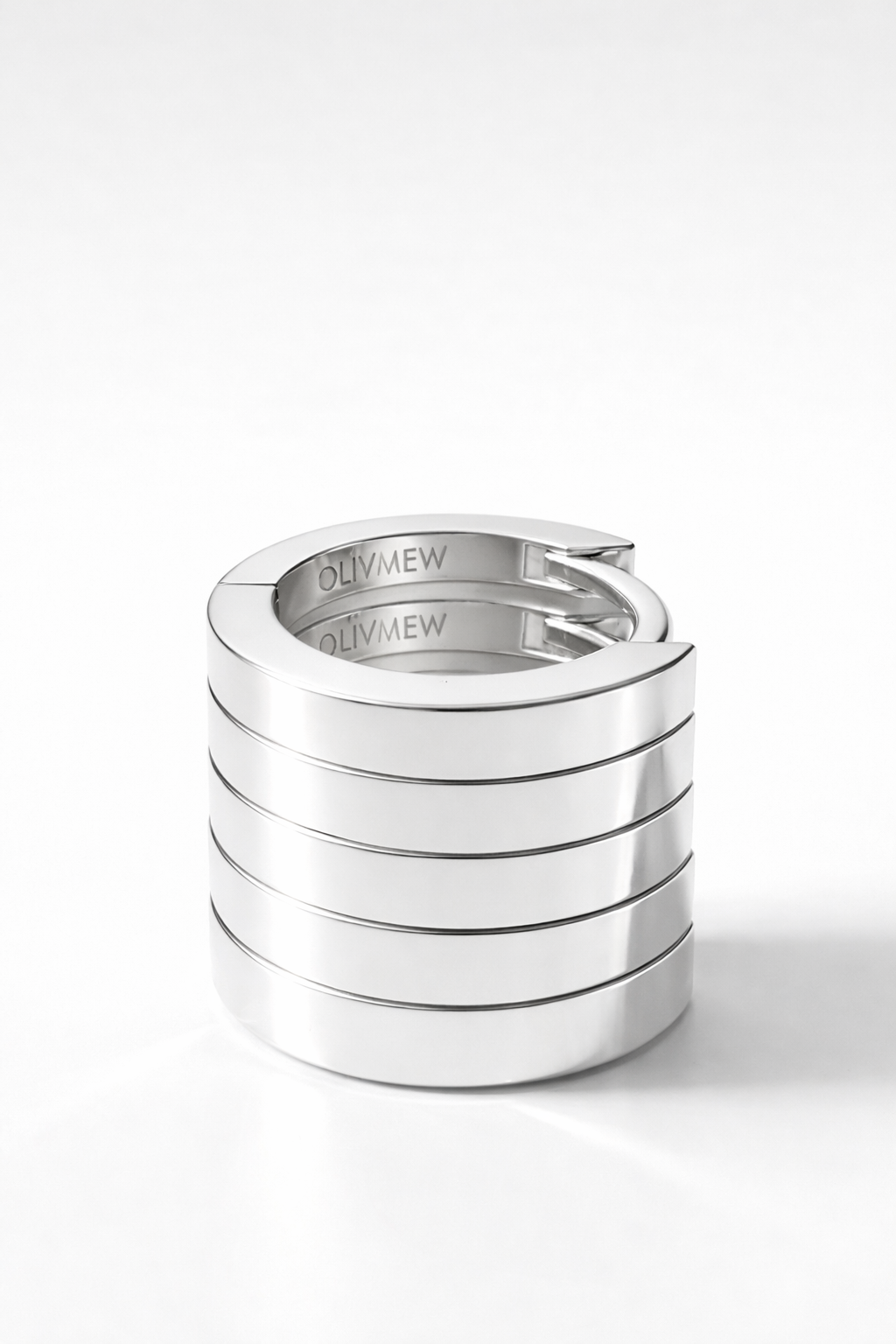 OLIVMEW A1 純銀圈圈耳環 直角切面設計