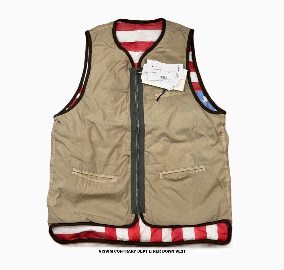 VISVIM CONTRARY DEPT LINER DOWN VEST (REVERSIBLE) *MUD DYE 泥染 - KHAKI SIZE 3 PRE ORDER ITEM (預訂中)