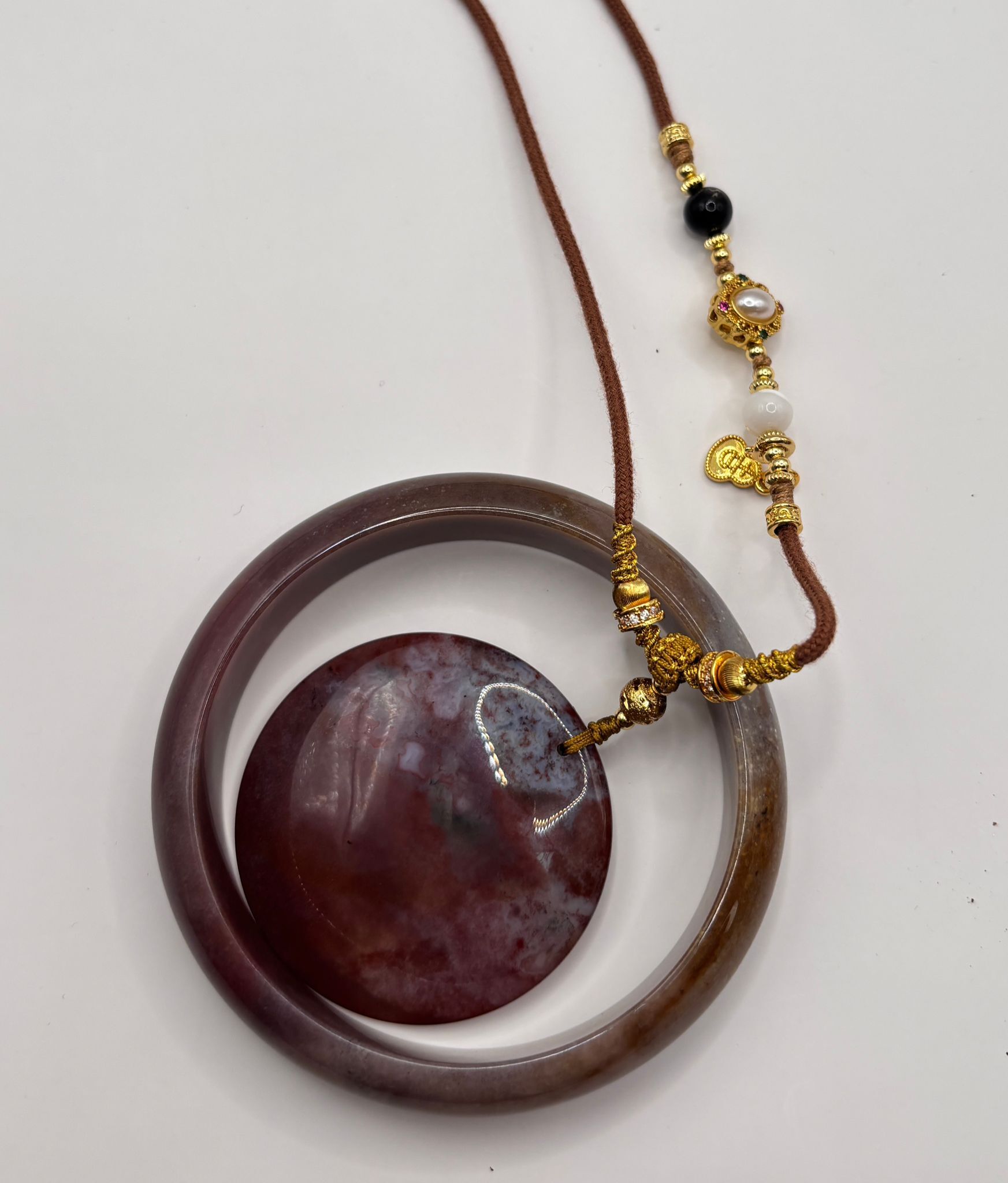 AB260204-L139-百年難得一遇紫雲赤焰手鐲（雕刻招財符）（圈口53-63） 送特大鐲心無事牌（雕刻平安符）默認流金 (一物一證書跟收藏證書) -(需留中文全名，已包紫袍大師開光，4月頭到貨，只限尖沙咀門店自取）