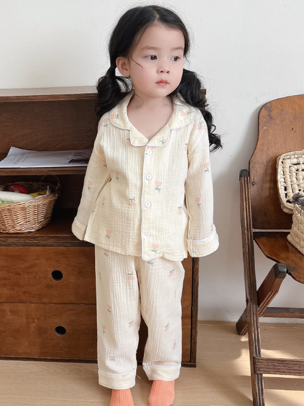 雙層棉紗翻領家居套裝(100)