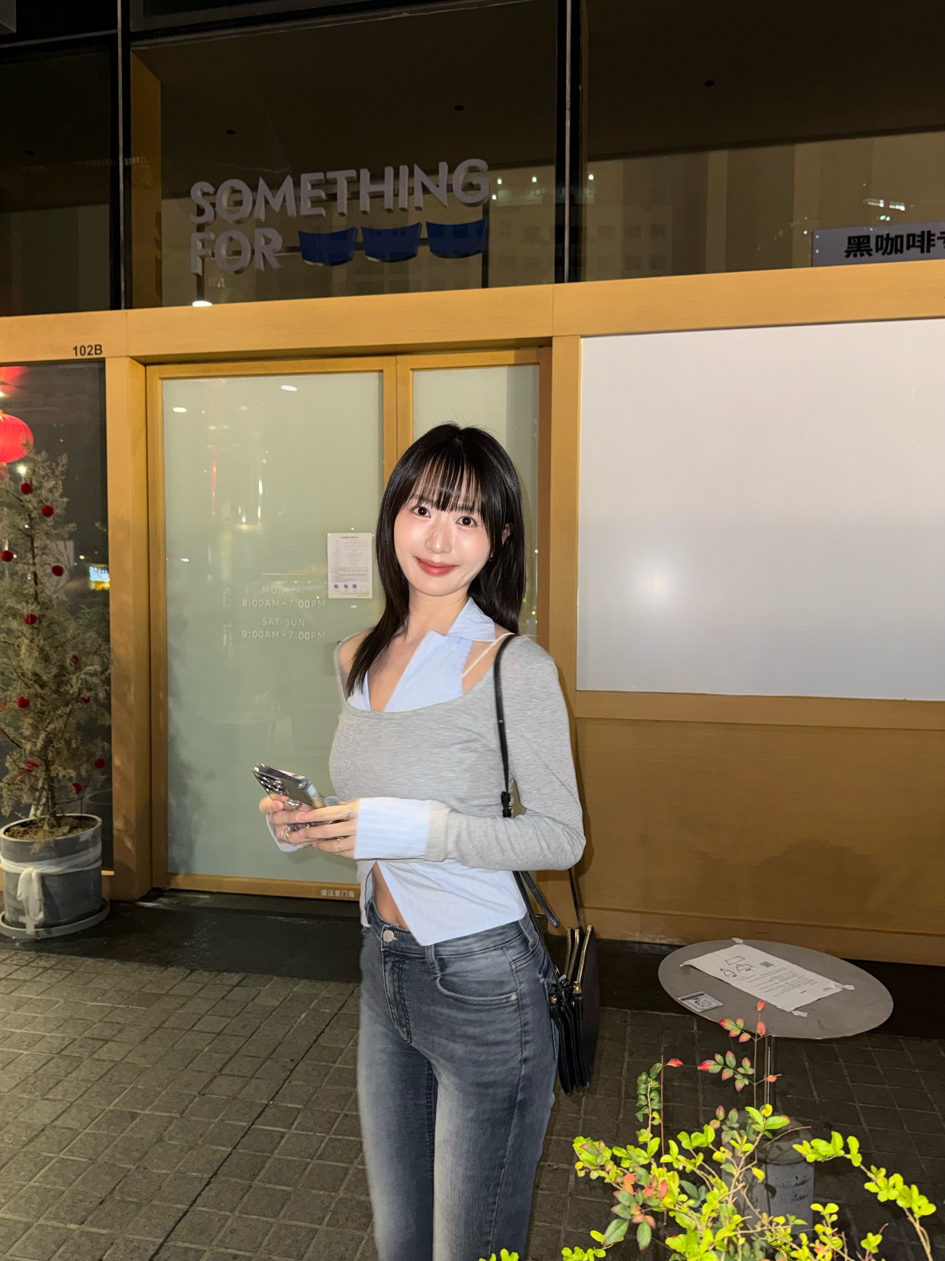 (新貨88折💘)小性感裇衫領假兩件上衣 T260203(灰/黑)