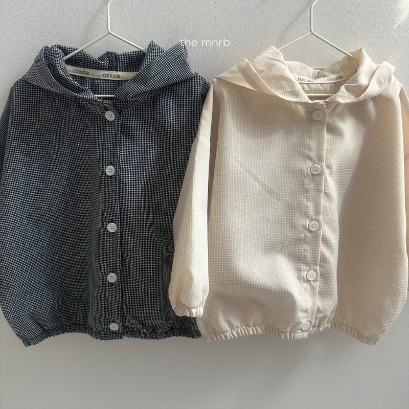 韓國🇰🇷 Minirobe 格子連帽風衣外套(L)