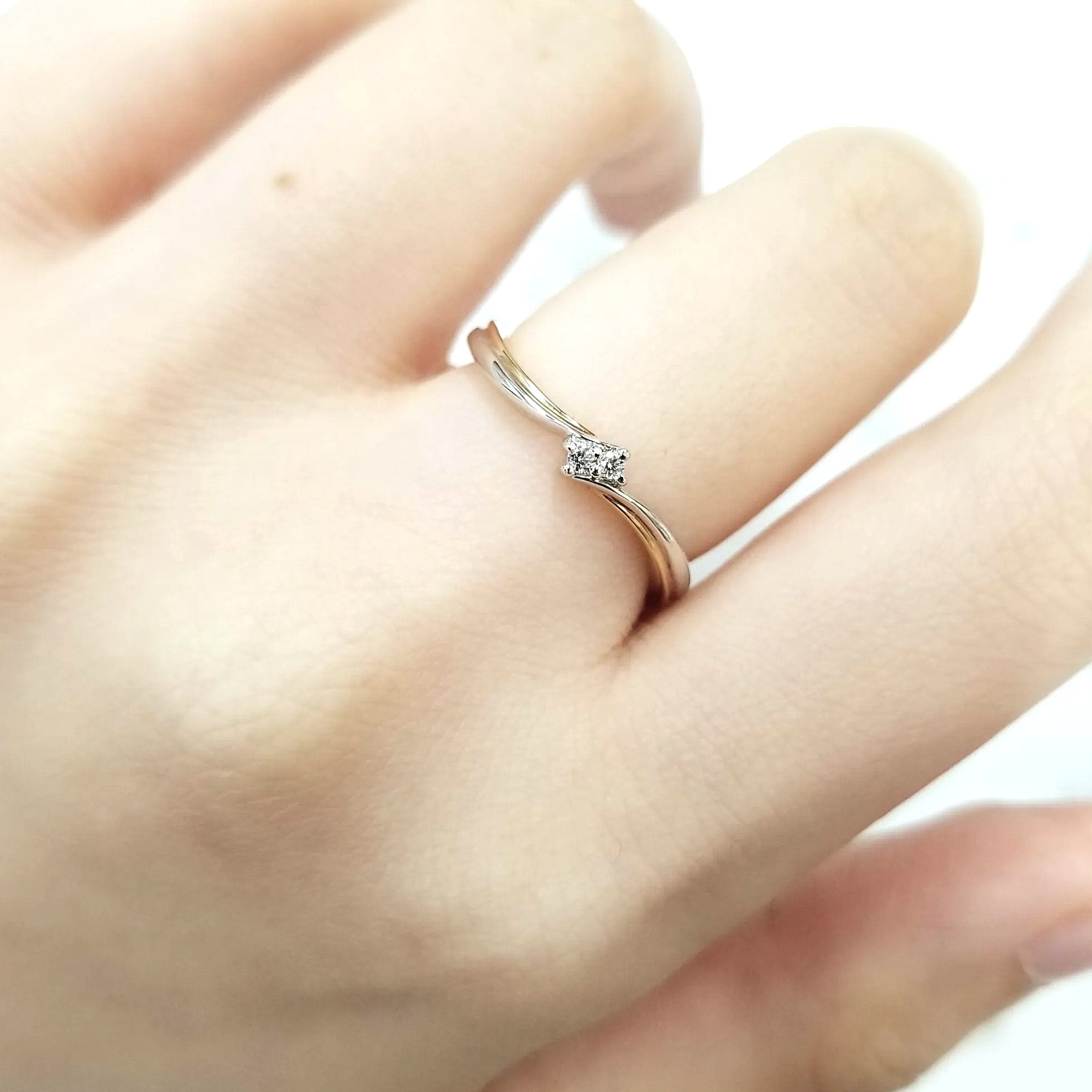 全新18K玫瑰金 鉑金PT950 2份鑽石戒指