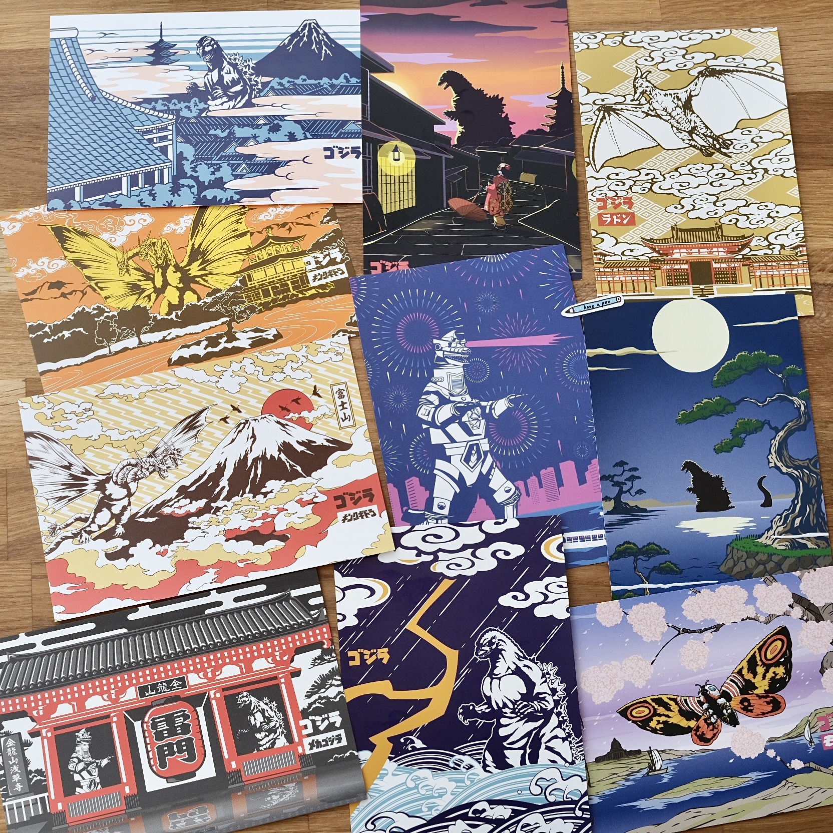 單張售 哥吉拉x浮世繪 藝術明信片 海上版｜SUN STAR 日本