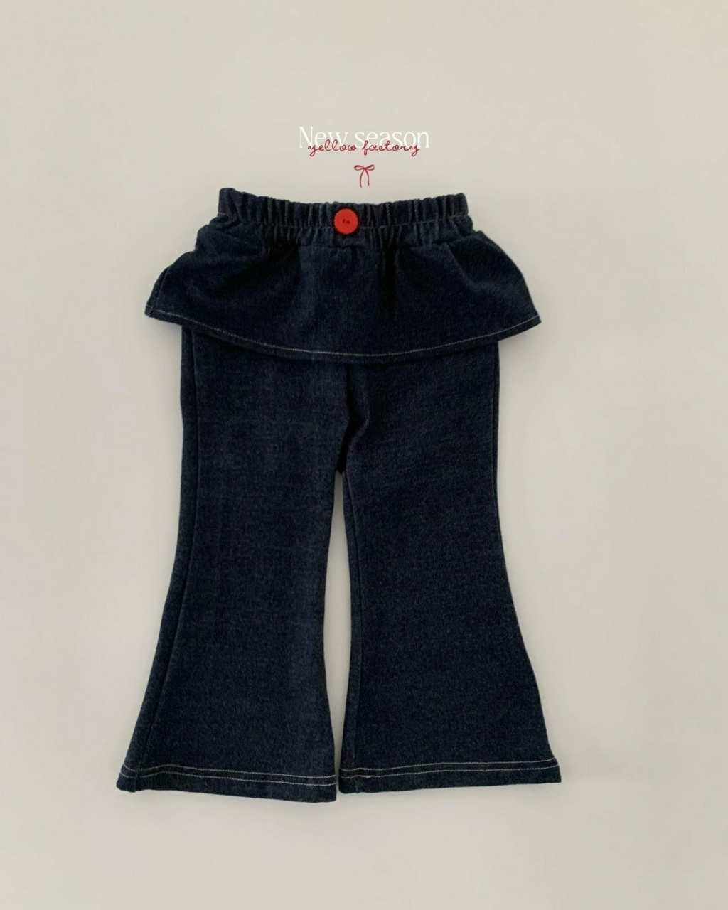 正韓春yellowfactory 假兩件牛仔長褲