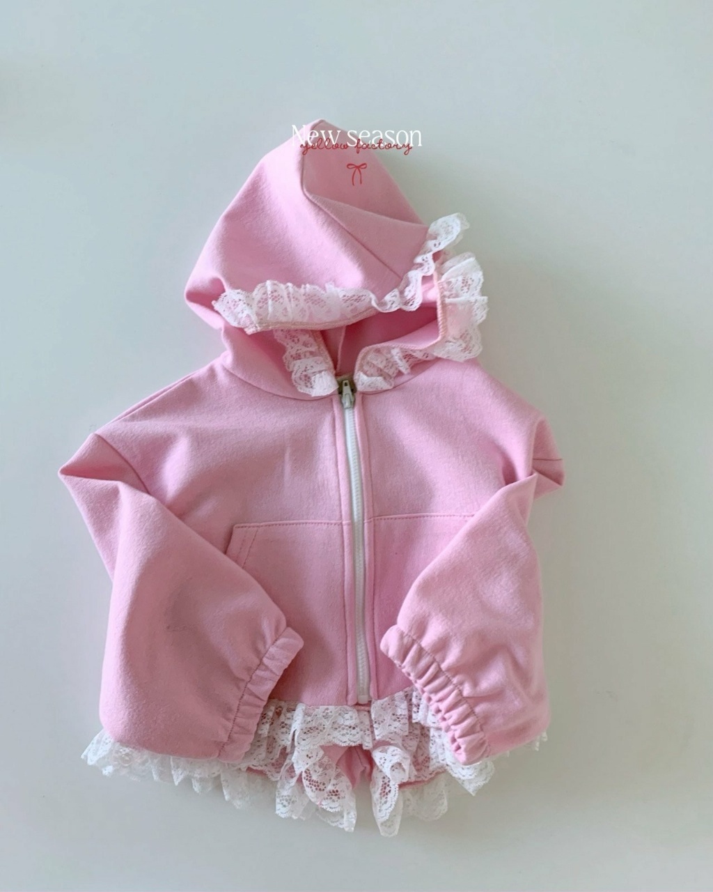 正韓春yellowfactory 蕾絲小帽棉外套