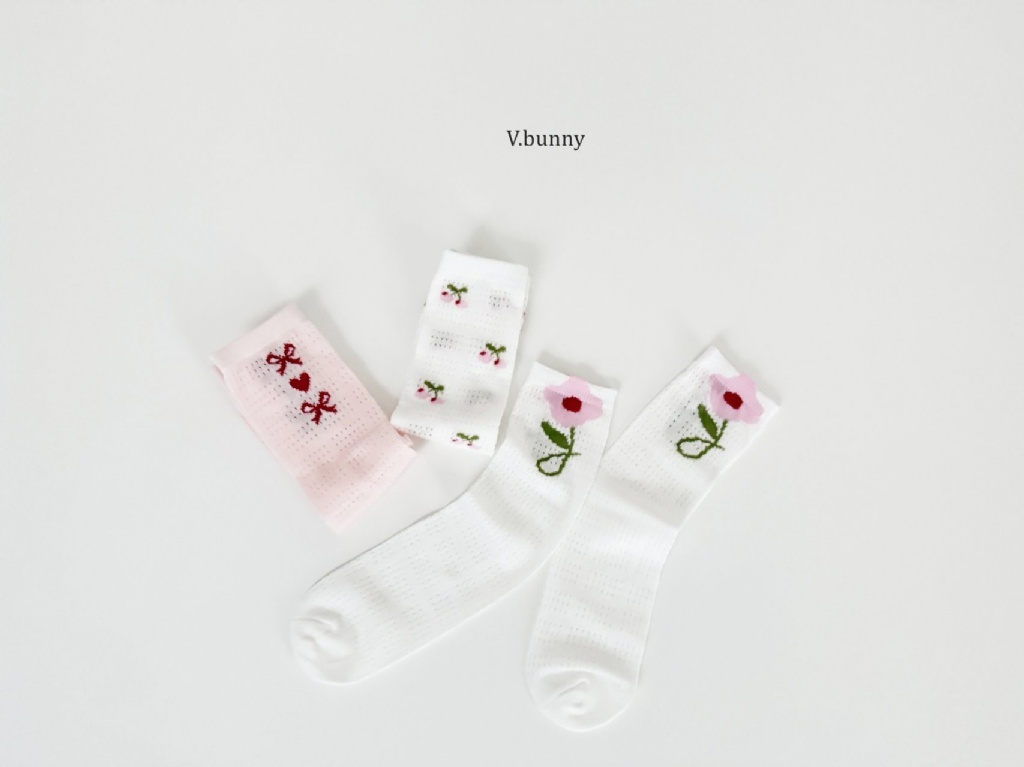 正韓春vbunny 花花蝴蝶結襪子組