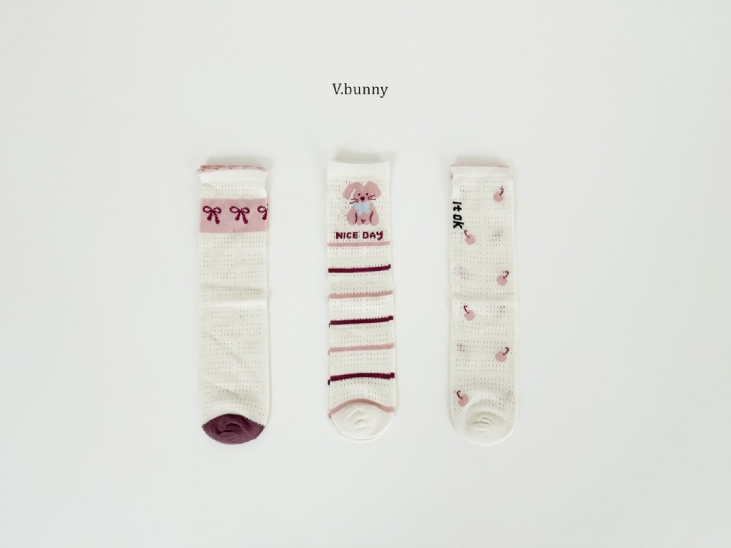 正韓春vbunny 蝴蝶結兔兔襪子組