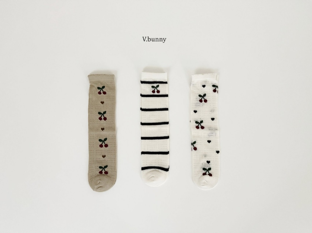 正韓春vbunny 橫條櫻桃襪子組