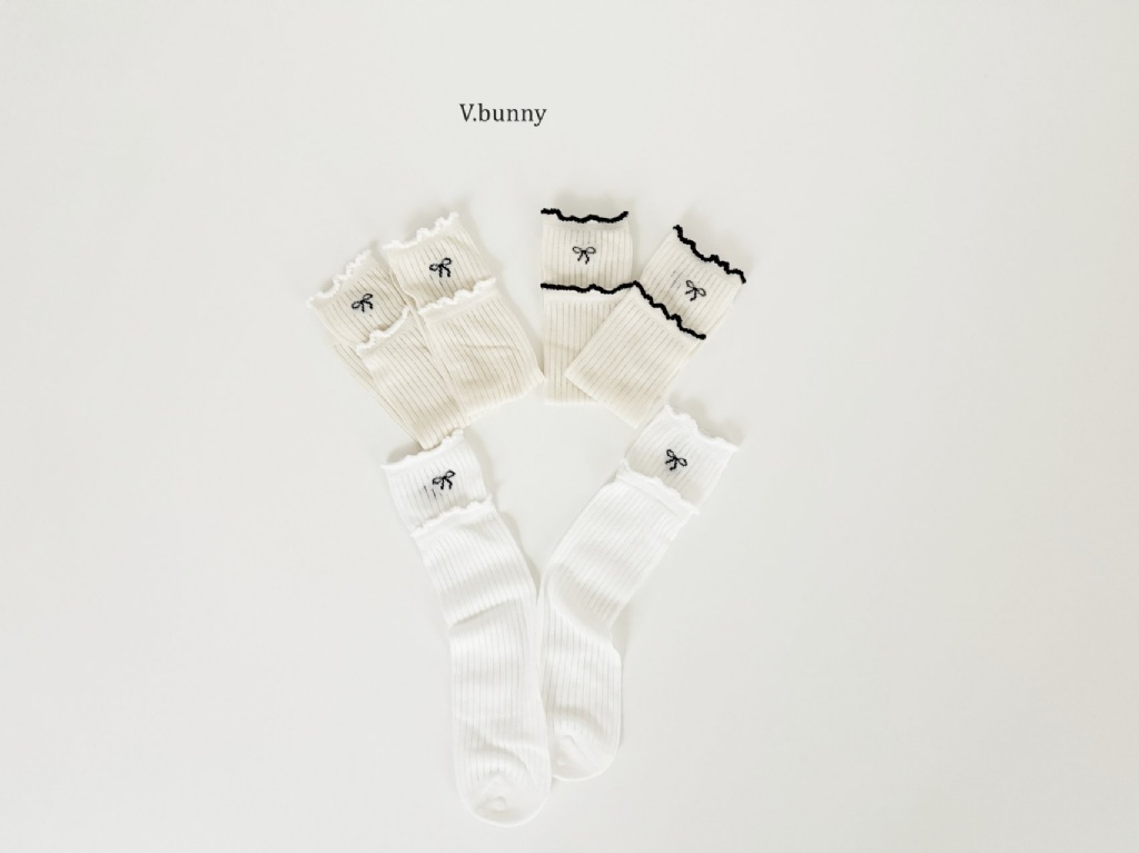 正韓春vbunny 捲邊蝴蝶結襪子組